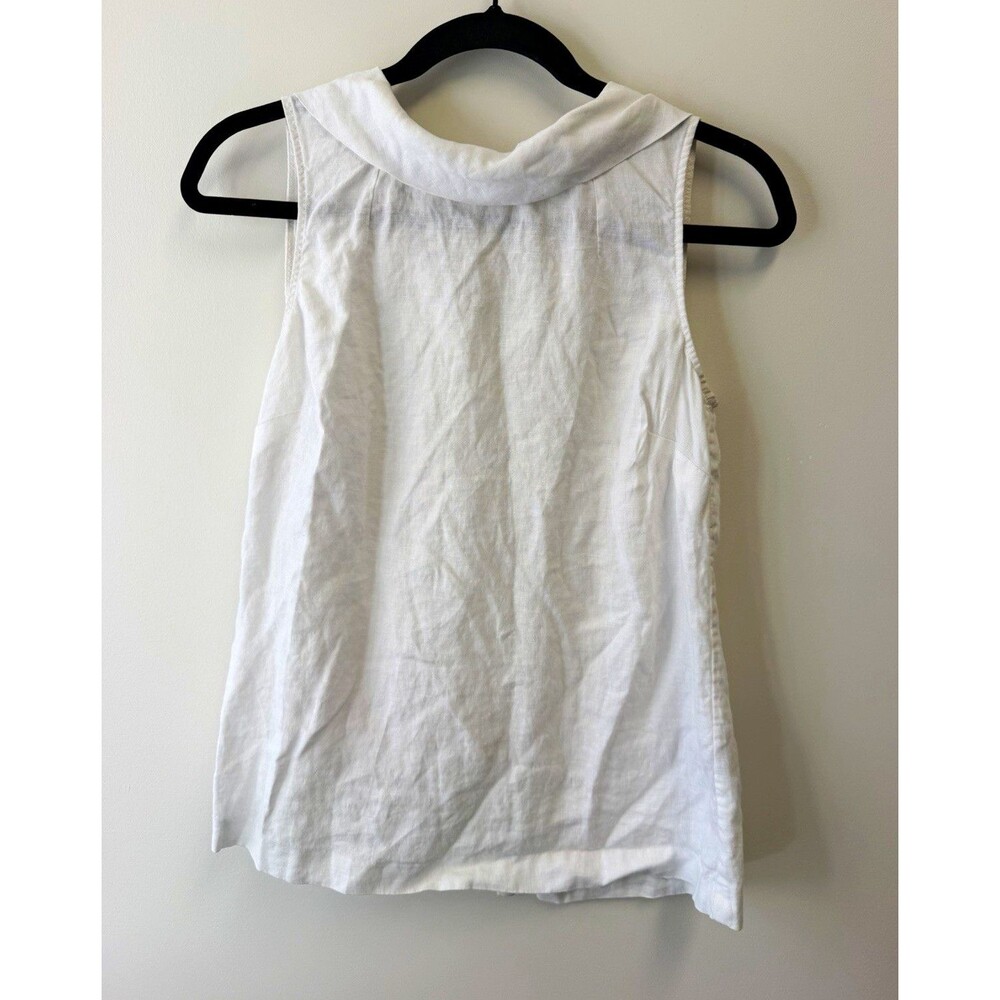 Boden White Linen Sleeveless Collared Button Front Blouse Women’s 4